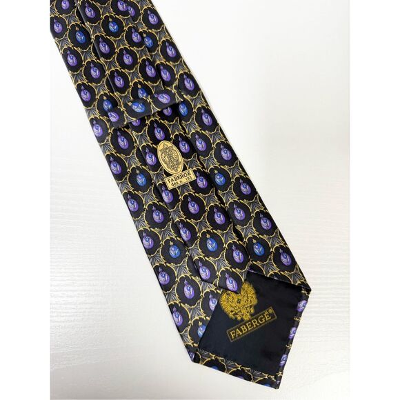 Fabergé Eggs Mens Multicolor Intricate Design Silk Tie - Picture 3 of 4